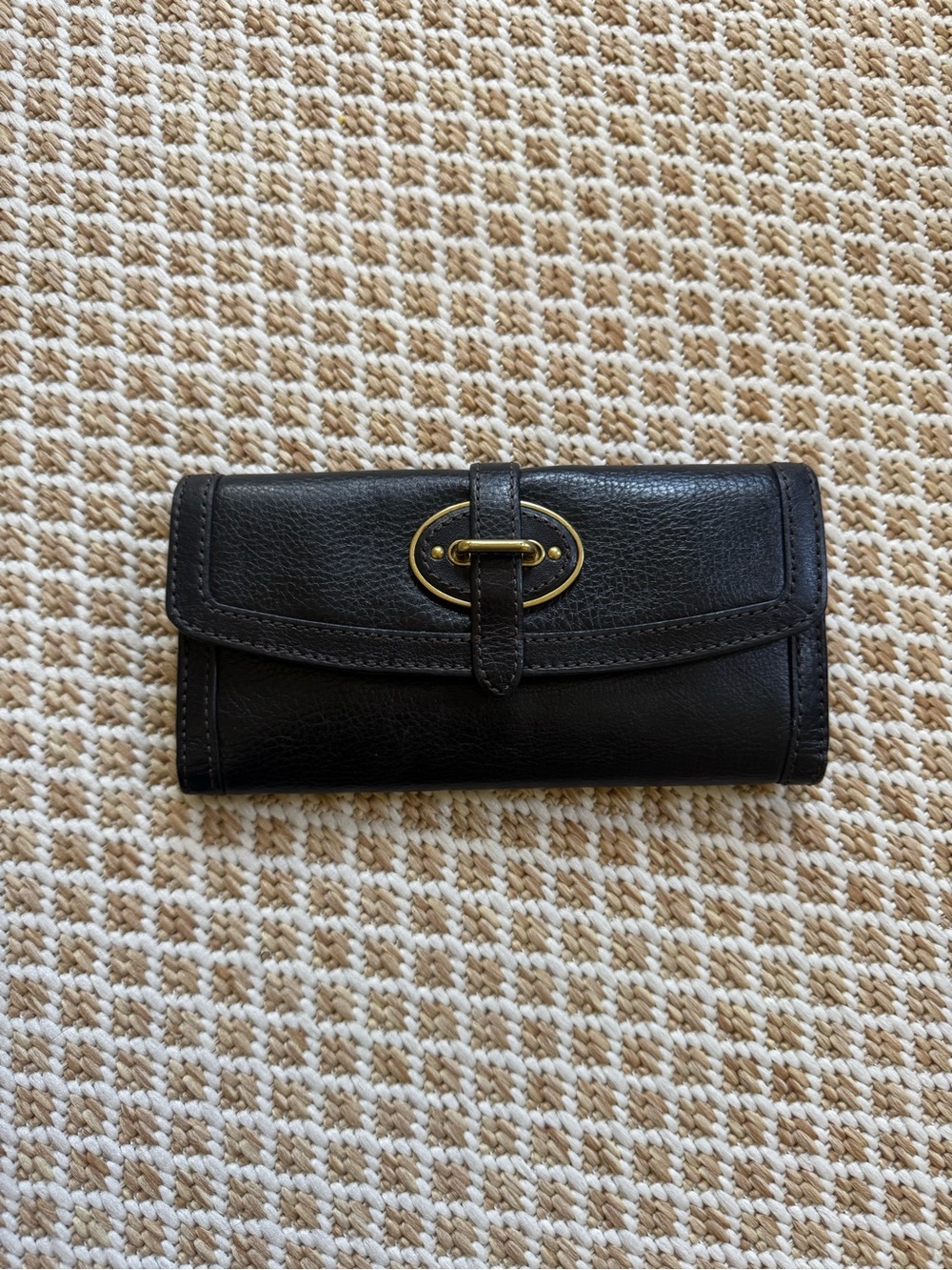 Fossil Vintage Revival Black Leather Trifold Wallet